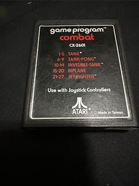 Atari Combat (CX-2601) Video Game Cartridge - Black